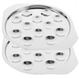 Dinnerware Sets 2 Pcs Ceramic Baking Dish Siding Escargot Kitchen Conch 12 Holes Holder Stainless Steel Compartments