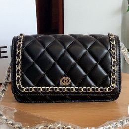 Designer Bag shoulder bags flap handbag Women Crossbody Luxurious gold chain purse lamskin leather envelope clutch black wallet1