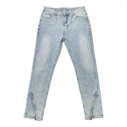 Men's Jeans Zip Ankle Slim Stretch Denim Blue Vintage Washed Jogger Men Streetwear