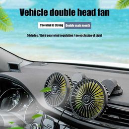 Electric Fans F404 Car Fan USB Powered Dual Head 5-Blade Fan for 12V 24V Auto Truck R230715