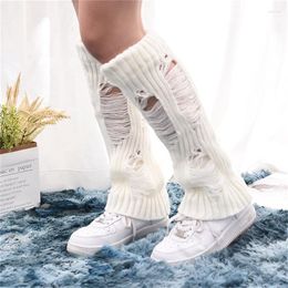 Women Socks Ripped Knit Super Soft Boots Shoes Cuffs Covers Long Solid Colour Fall Winter Ankle Warm Boot Cover