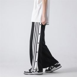 Men's Pants Men Wide Leg Baggy Summer Chic Breasted Trend Casual Sweatpants Breathable Trousers Streetwear Hip Hop