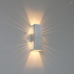 Wall Lamp Modern 9W LED Creative Indoor Minimalist Living Room Bedroom Corridor Lighting Decoration Silver Aluminium