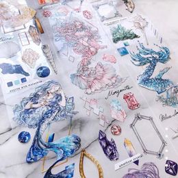 Adhesive Stickers Fairy Diamond Mermaid Girl Washi PET Tape for Card Making DIY Scrapbooking Decorative Sticker 230714