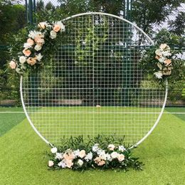 Wedding Decor Props Wrought Iron White Grid Circle Flower Frame Party Arch Backdrop DIY Festival Stage Floral Shelf226T