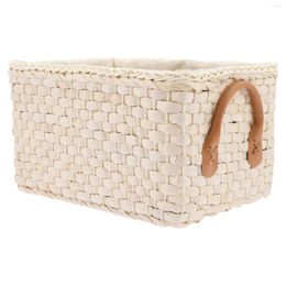 Storage Bottles Bag Organiser Toy Woven Bin Sundry Basket Handled Home Table Wicker Trunk