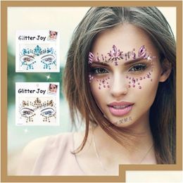 Other Festive Party Supplies Resin Diamond Sticker Bohemia Tribal Style Glitter Joy Crystal Tattoo Stickers For Women Face Forehea Dhuyq