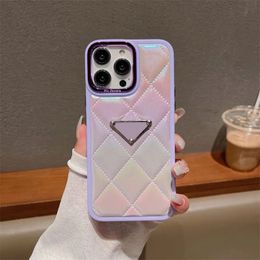 Leather Phone Cases For IPhone 14 13 Pro Designer Cover Mobile Shell Protection Case Classic Pattern Adorable Coverage Fade Purple Color