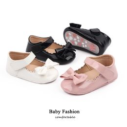 Newborn Baby Girl Shoes Infant Toddler PU Prewalker Bow Baby Girl Soft Sole Crib Shoes First Walkers