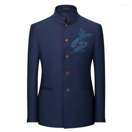 Men's Suits High Quality Chinese Style Blazers Mens Suit Autumn Brand Men Retro Jacket And Blue Black Red Plus Size S-6XL