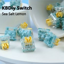 Keyboards Wholesales KBDiy Sea Salt Lemon Switch Linear DIY Custom Mechanical Keyboard Compatible Cherry MX SMD 5Pin Switches 230715