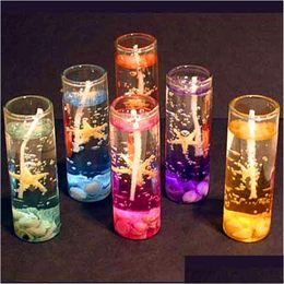 Candles Creative Scented Jelly Candle Glasses Cup Shaped Transparent Diy Aromatherapy For Birthday Christmas Party Decorations 1 25D Dhmgj