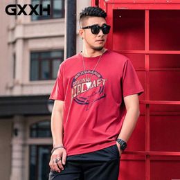 Men's T-Shirts Oversize T Shirt Streetwear Men's Red T-shirt Short Sleeve Trendy Letter Print Tshirts Men Plus Size 7xl 6xl 5xl Men's Clothing L230715