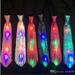 Fashion Design Man Woman Flashing Light Up Bow Tie Necktie LED Party Lights Sequins Bow tie Glow Props Wedding Decoration 30pcs lo288h