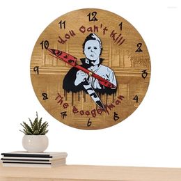 Wall Clocks Wooden Decorative Clock Halloween Funny Wood Built-in Hook Spooky Home Decoration