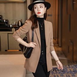 Women's Suits High Quality Women Notched Collar Formal Blazer Ladies Arrival Fall Winter Black Khaki Single Button Slim Work Jacket Coat