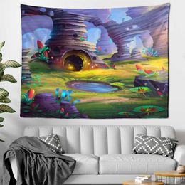 Tapestries Dome Cameras Cartoon Illustration Tapestry Dreamy Magical Valley Hanging Wall Tapestries Fairy Tale Forest Wall Hanging