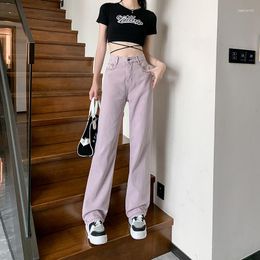 Women's Jeans Light Purple Woman High Waist Loose Casual Pants Female Korean Fashion Slim Straight Wide Leg For Women