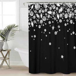 Shower Curtains Unique 3D Printing Jewellery Falling Shower Curtain Diamonds on The Shower Curtains Eco-Friendly Fabric Bathroom Decor with