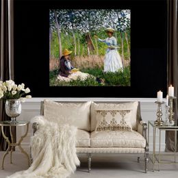 Claude Monet Canvas Art in The Woods at Giverny Blanche Hoschede Handmade Oil Painting Impressionist Artwork Home Decor Modern