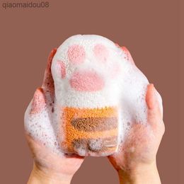 Exquisite Smooth Bath Sponge Elastic Cute Cat Paw Bathing Sponge Adult Baby Body Wash Brush Clean Scrub Dead Skin Brush L230704