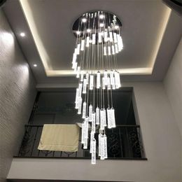 Lamp Chandelier Light For High Ceiling Entryway Stairs Hanging Spiral Long Lamps Crystal Staircase Chandelier Hanging Lights312l