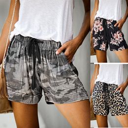 Summer European American printing 2023 Women's Shorts new camouflage leopard print high waisted straight short casual pants