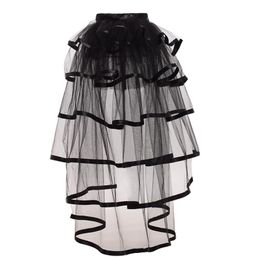 Black Tiered Tulle Tutu Skirt Bustle Costume for Women Gothic Victorian Steampunk Black Overskirt White Red Purple326y