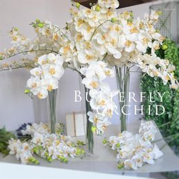 9 White Artificial Phalaenopsis Flower Decorative Real Touch Butterfly Orchid Flower Latex Orchids for Home Decoration Wedding H1283E