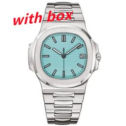 New waterproof watch 41mm automatic watches 5811 silver strap blue stainless mens mechanical montre de luxe wristwatch