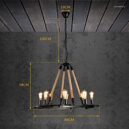 Pendant Lamps IWHD 8 Heads Lampen Iron Loft Style Retro Lamp Industrial Lights Rope LED Hanging Vintage Light Fixtures