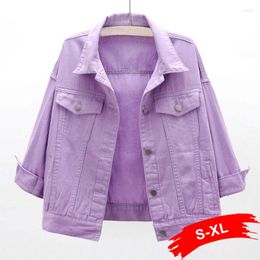 Womens Jackets Women Y2k Green Purple Leisure Short Bomber Jeans 2xl Candy Colour Casual Denim Coats Korean Chi Basic Outfits