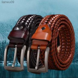 New Braided Belt for Men's Woven Belt Luxury Genuine Leather Cow Straps Hand Knitted Designer Men for Jeans Girdle Male Belts L230704