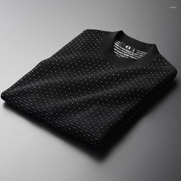 Men's Sweaters Arrival Colloidal 2023 White Dot Sweater Men Autumn Winter Fashion Texture Pit Knitted Pullover O-neck Casual Size M-3XL 4XL