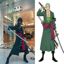 New Anime ONE PIECE Roronoa Zoro Cosplay Costume Green Uniform Outfit Halloween Adult Comic Costumes for Women Men Carnival Cospla3008