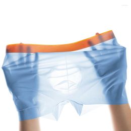 Underpants 1PC Men Panties Ice Silk Boxers Seamless Sexy Underwear Man Ultra-thin Breathable Boxer Shorts Male Boxershorts Brief