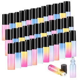 Perfume Bottle 20/30/50 pieces of glass roll bottle 5ml with metal roll ball glass bottle used for essential oil cologne perfume travel bottle 230715