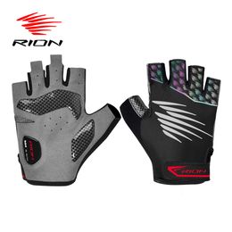 Sports Gloves RION Men's Shockproof Gel Pad Cycling Glove Half Finger Sport Gloves Summer Bicycle Gym Fitness MTB Bike Fingerless Motorcyclis 230715