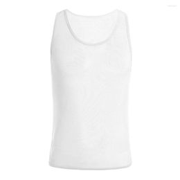 Men's Tank Tops Men Mesh See-Through Shine Vest Fitness Shirt Undershirt Muscle Crop Top Sheer Sleeveless Shirts Breathable Sexy Singlet