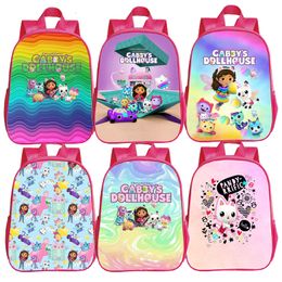 Backpacks Gabby Doll House Backpack for Children Boys' Kindergarten Bag for Children Gabby Cat Cartoon Girls' Infant School Bag 230714