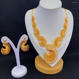 Necklace Earrings Set Dubai 24K Gold Plated Alloy For Women's Jewellery DD10265
