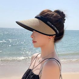 Wide Brim Hats Summer Sunshade Hat Straw Woven UV Protection Hair Hoop Sun For Women Outdoor Beach Bucket Caps