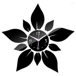 Wall Clocks Self Adhesive Sunflower Mirror Clock Party Supplies Home Decoration For Bedroom Bathroom Door Window Dropship