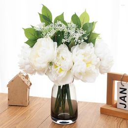 Decorative Flowers 2 Head Artificial Flower Silk Peony Home Garden Autumn Wedding Scene Party Bridal Bouquet Fake Plants Table Decoration