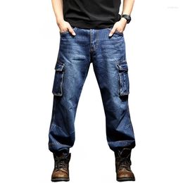 Men's Jeans For Men Fall/Winter Multi-Pocket Overalls Loose Straight Leg Plus Size Pants