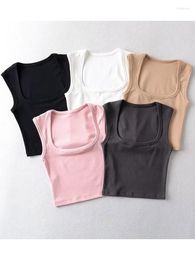 Women's Tanks Deep Square Collar Vests 2023 Summer Fashion Sexy Crop Tops Sling Vest Camis