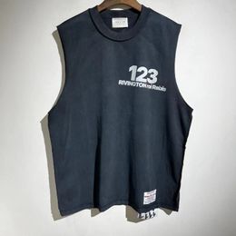 Mens Tank Tops ss Top Quality 123 Washed Sleeveless Tees Casual Graffiti Vest Tshirt Crop Streetwear Clothing Womens Clothes 230714