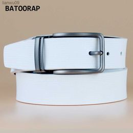 BATOOTRAP Casual Weiß Golf Gürtel Für Männer Echtes Leder Jeans Hüftgurt 33CM Breite Pin Schnalle Gürtel Mode Stil ZKYYHW009 L230704