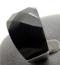 Cluster Rings 18X27mm Natural Faceted Black Gems 925 Sterling Silver Ring Size 7/8/9/10