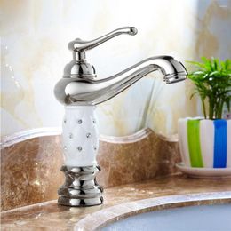 Bathroom Sink Faucets Classical European Single Handle Basin Faucet Chrome Polished And Cold Water Mix Tap Ceramic Decoration